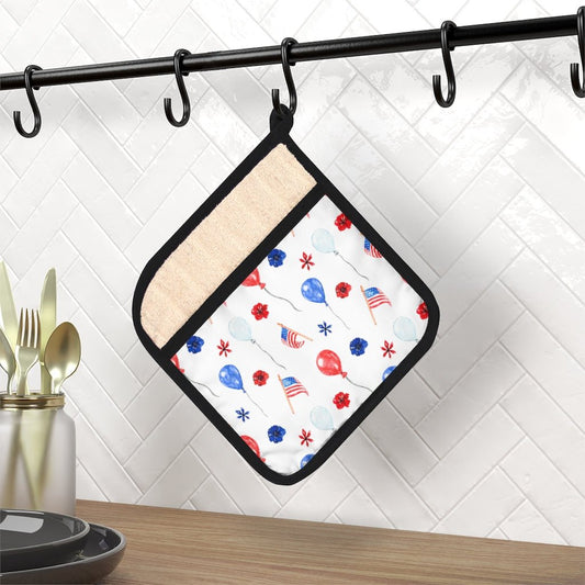 American Flags and Balloons Pot Holder with Pocket - Puffin Lime