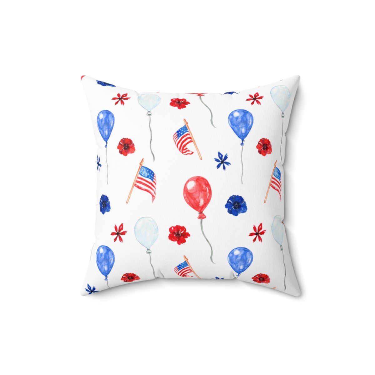 American Flags and Balloons Spun Polyester Square Pillow with Insert - Puffin Lime
