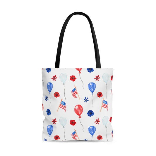 American Flags and Balloons Tote Bag - Puffin Lime