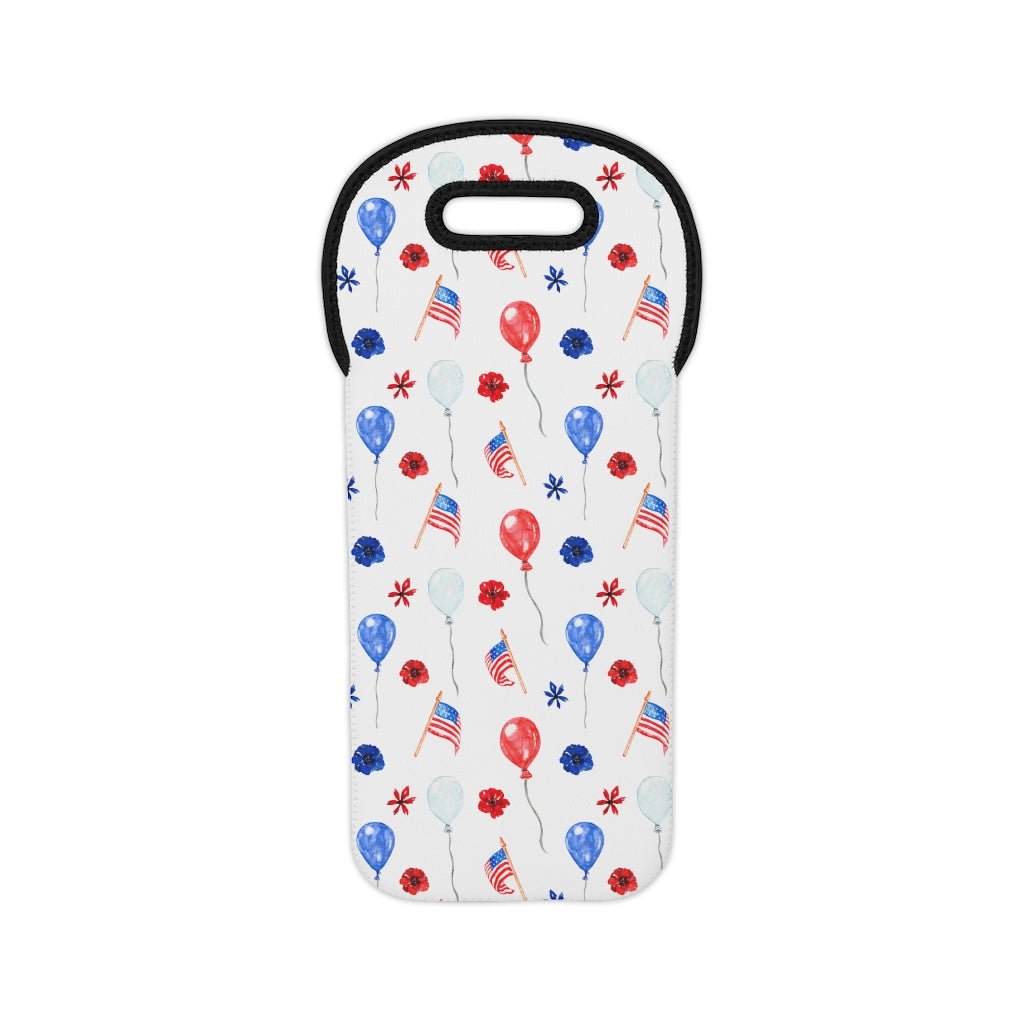 American Flags and Balloons Wine Tote Bag - Puffin Lime