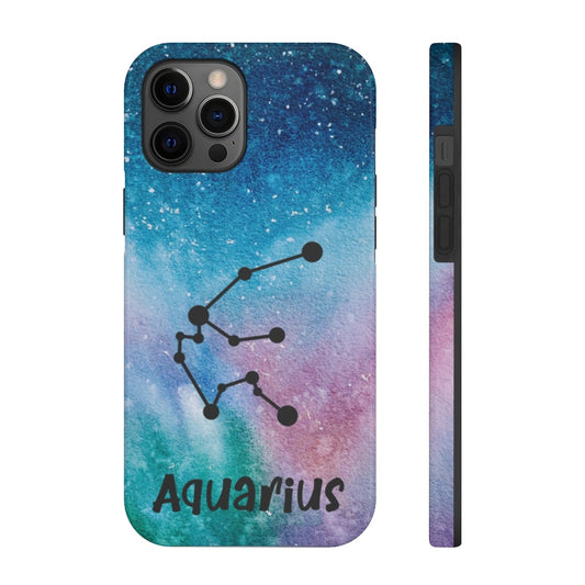 Aquarius Zodiac Blue Green Pink Galaxy Phone Case - Puffin Lime