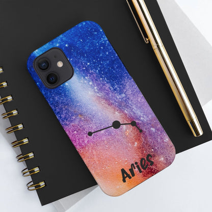 Aries Pink Galaxy Zodiac Sign Phone Case - Puffin Lime