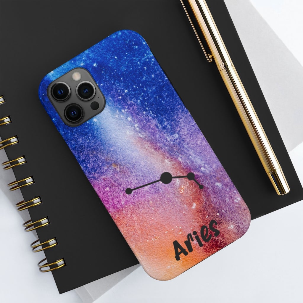 Aries Pink Galaxy Zodiac Sign Phone Case - Puffin Lime