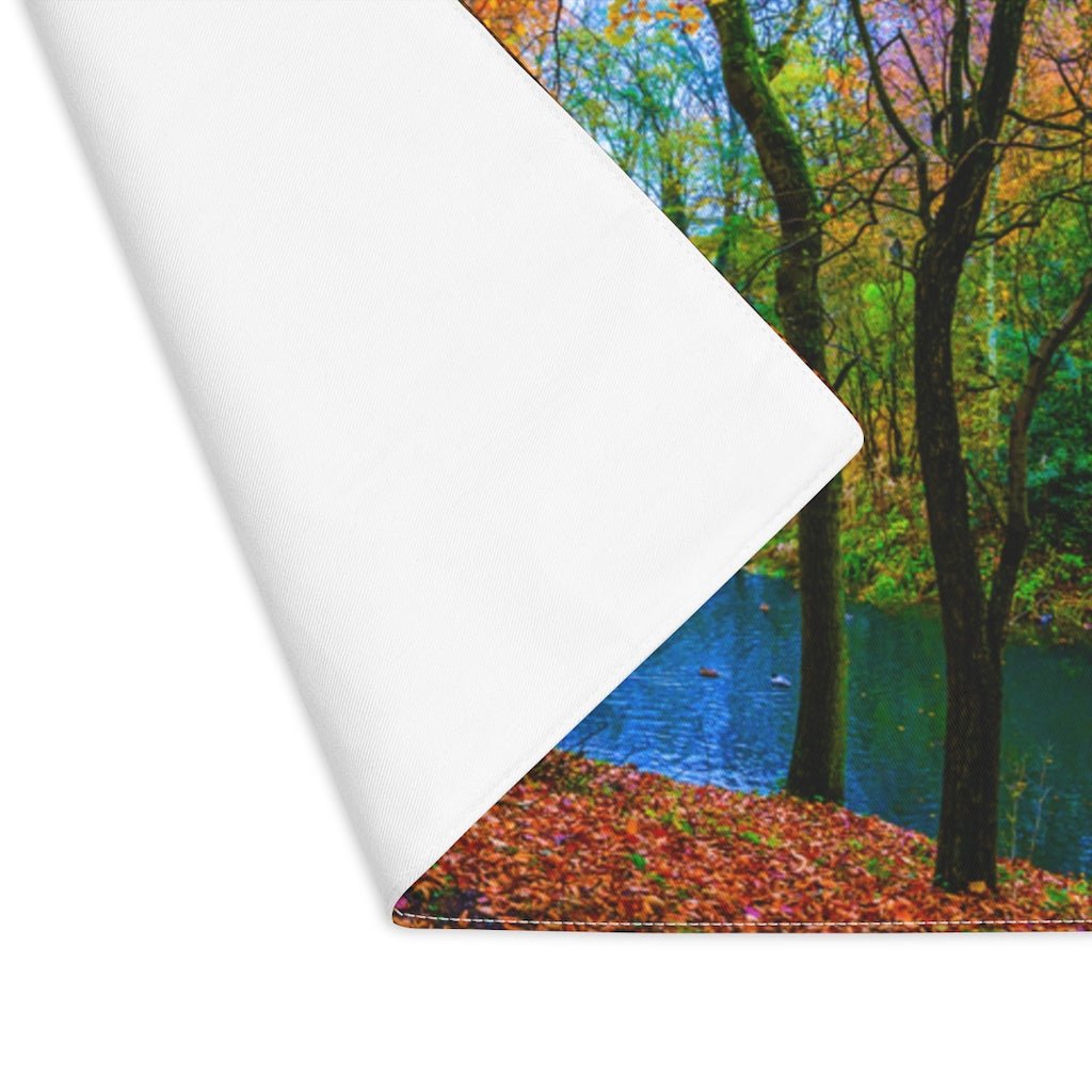 Autumn Forest River Stream Cotton Placemat - Puffin Lime