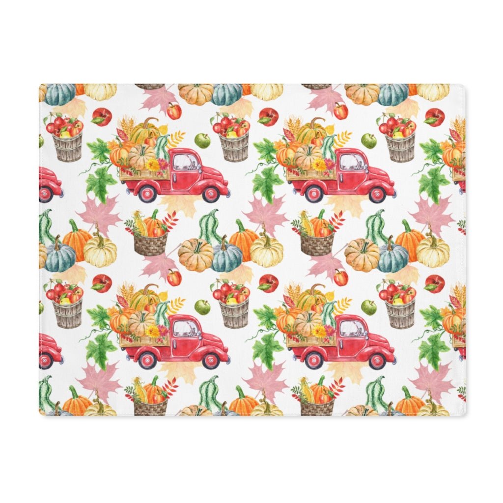 Autumn Harvest Trucks Placemat - Puffin Lime
