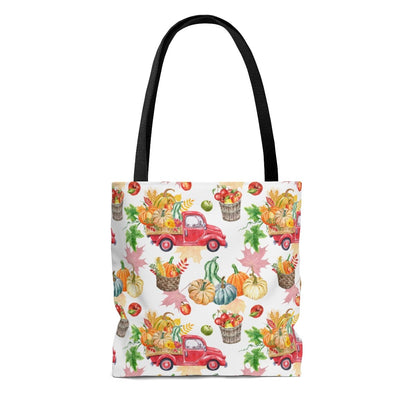Autumn Harvest Trucks Tote Bag - Puffin Lime