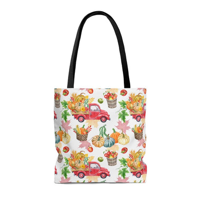 Autumn Harvest Trucks Tote Bag - Puffin Lime