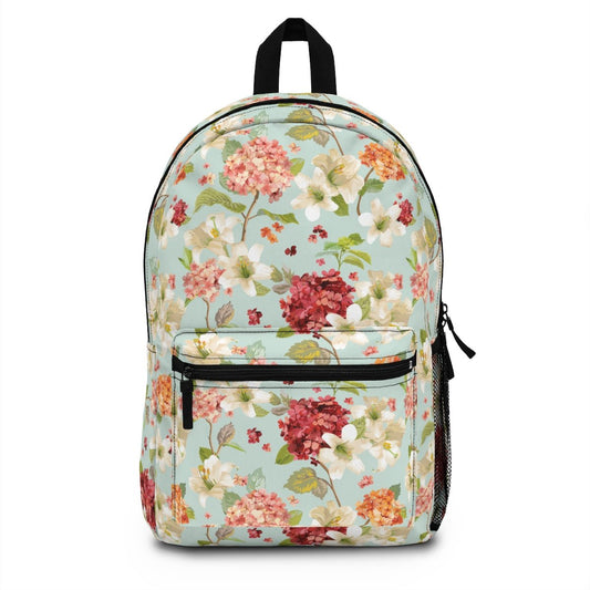 Autumn Hortensia and Lily Flowers Backpack - Puffin Lime