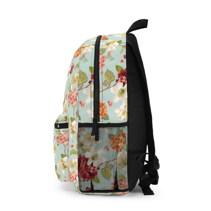 Autumn Hortensia and Lily Flowers Backpack - Puffin Lime