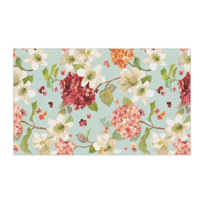 Autumn Hortensia and Lily Flowers Kitchen Towel - Puffin Lime