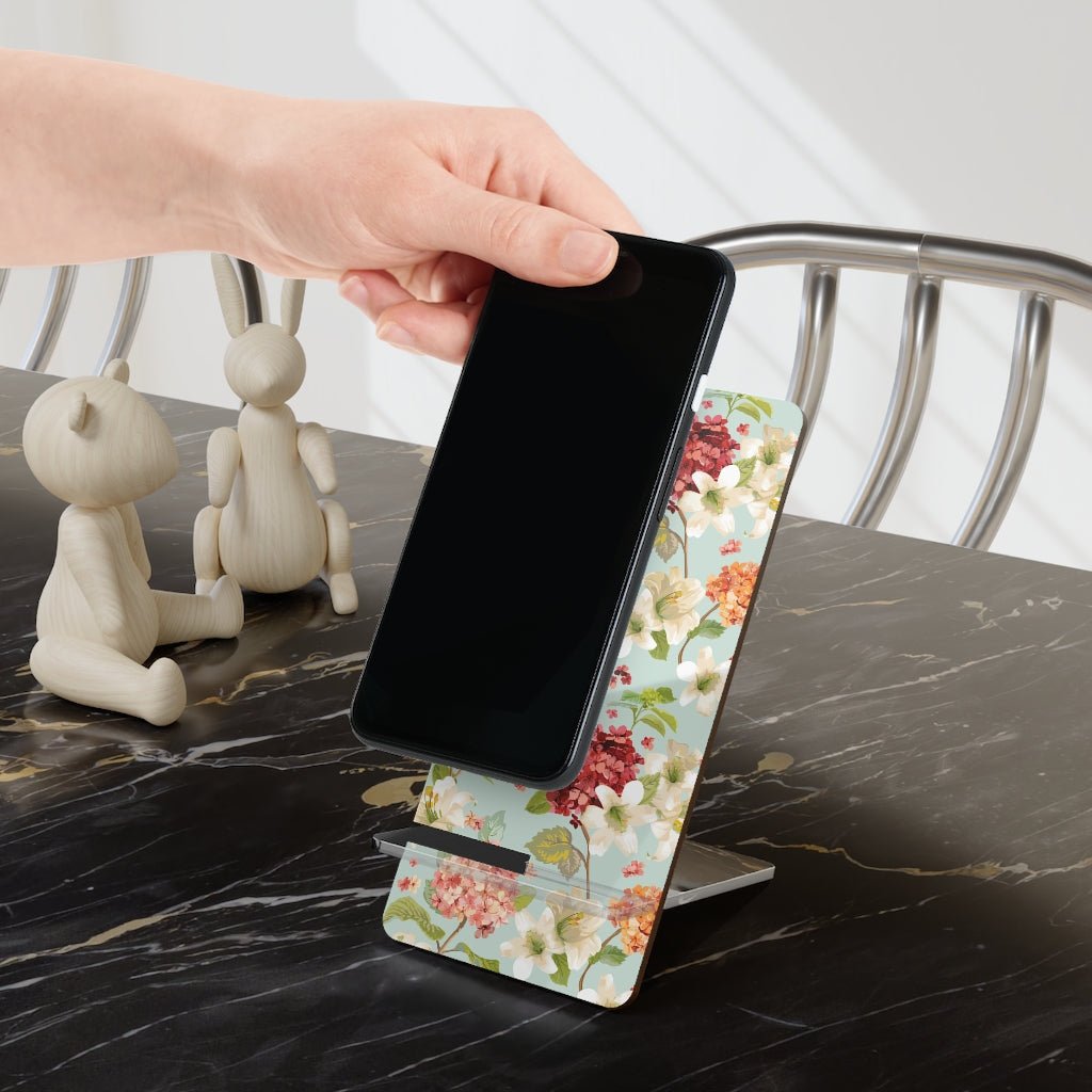 Autumn Hortensia and Lily Flowers Mobile Display Stand for Smartphones - Puffin Lime