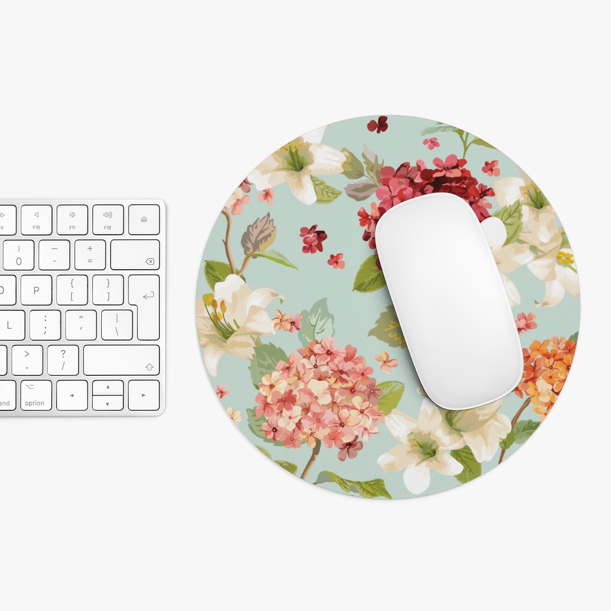 Autumn Hortensia and Lily Flowers Mouse Pad - Puffin Lime
