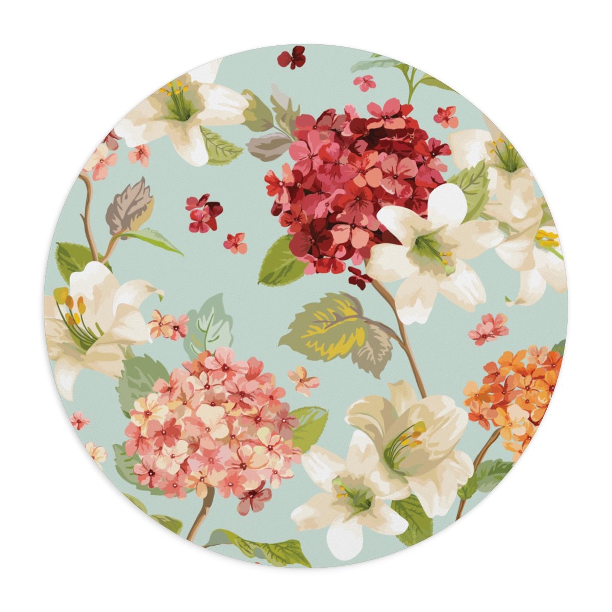 Autumn Hortensia and Lily Flowers Mouse Pad - Puffin Lime