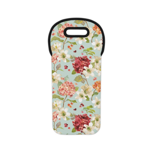 Autumn Hortensia and Lily Flowers Wine Tote Bag - Puffin Lime