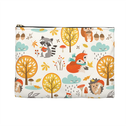 Autumn Woodland Animals Accessory Pouch - Puffin Lime