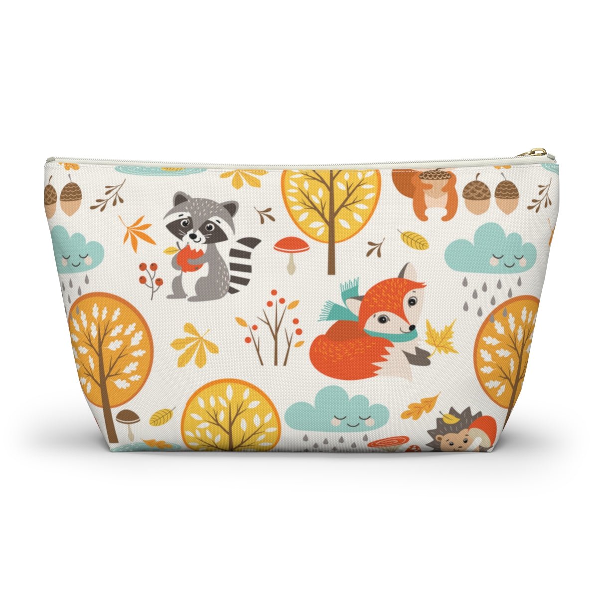 Autumn Woodland Animals Accessory Pouch w T-bottom - Puffin Lime