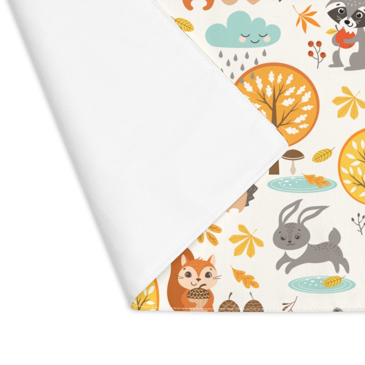 Autumn Woodland Animals Cotton Placemat - Puffin Lime