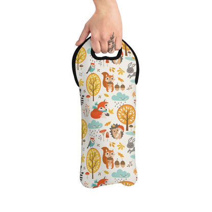 Autumn Woodland Animals Wine Tote Bag - Puffin Lime