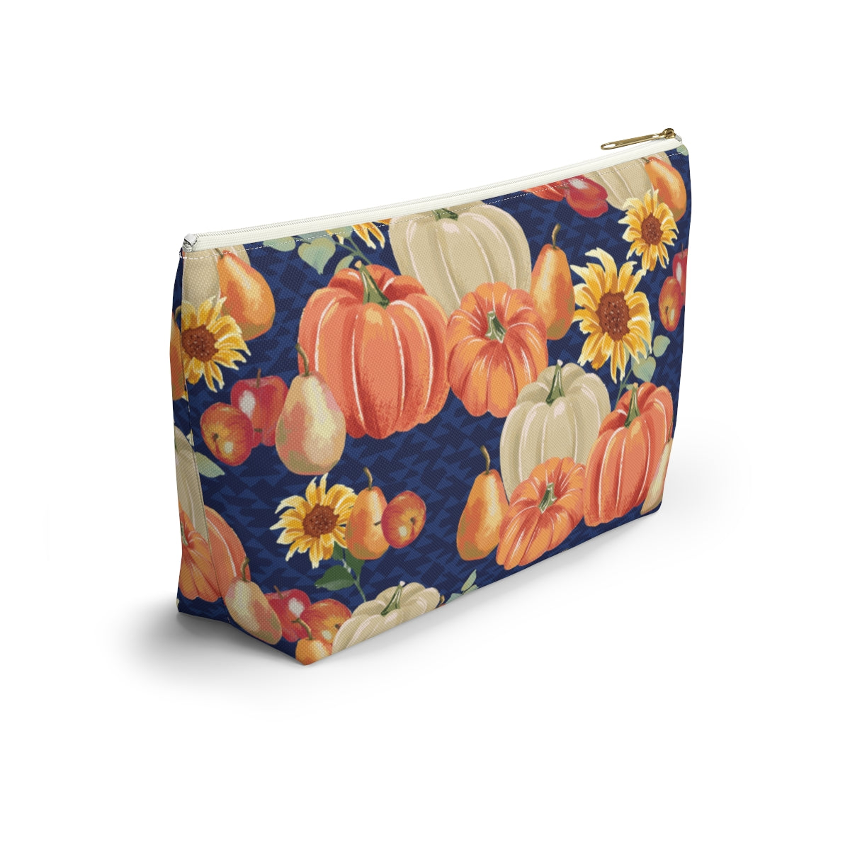 Fall Pumpkins and Sunflowers Accessory Pouch w T-bottom