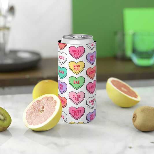 Candy Conversation Hearts Slim Can Cooler