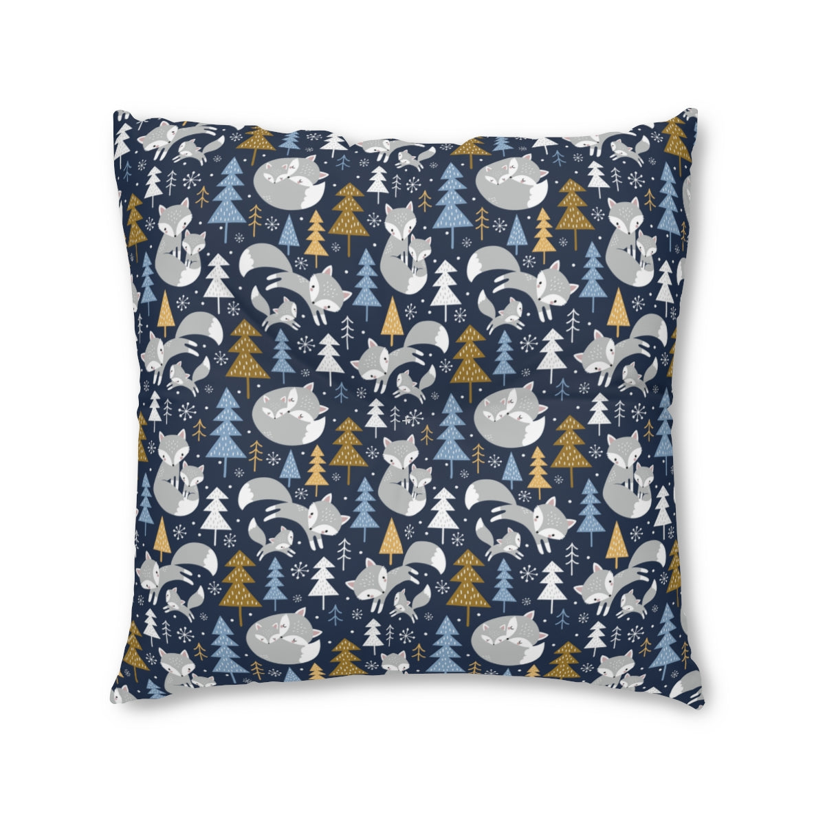Arctic Foxes Square Tufted Floor Pillow