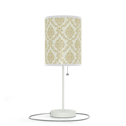 Beige Damask Lamp on a Stand, US|CA plug