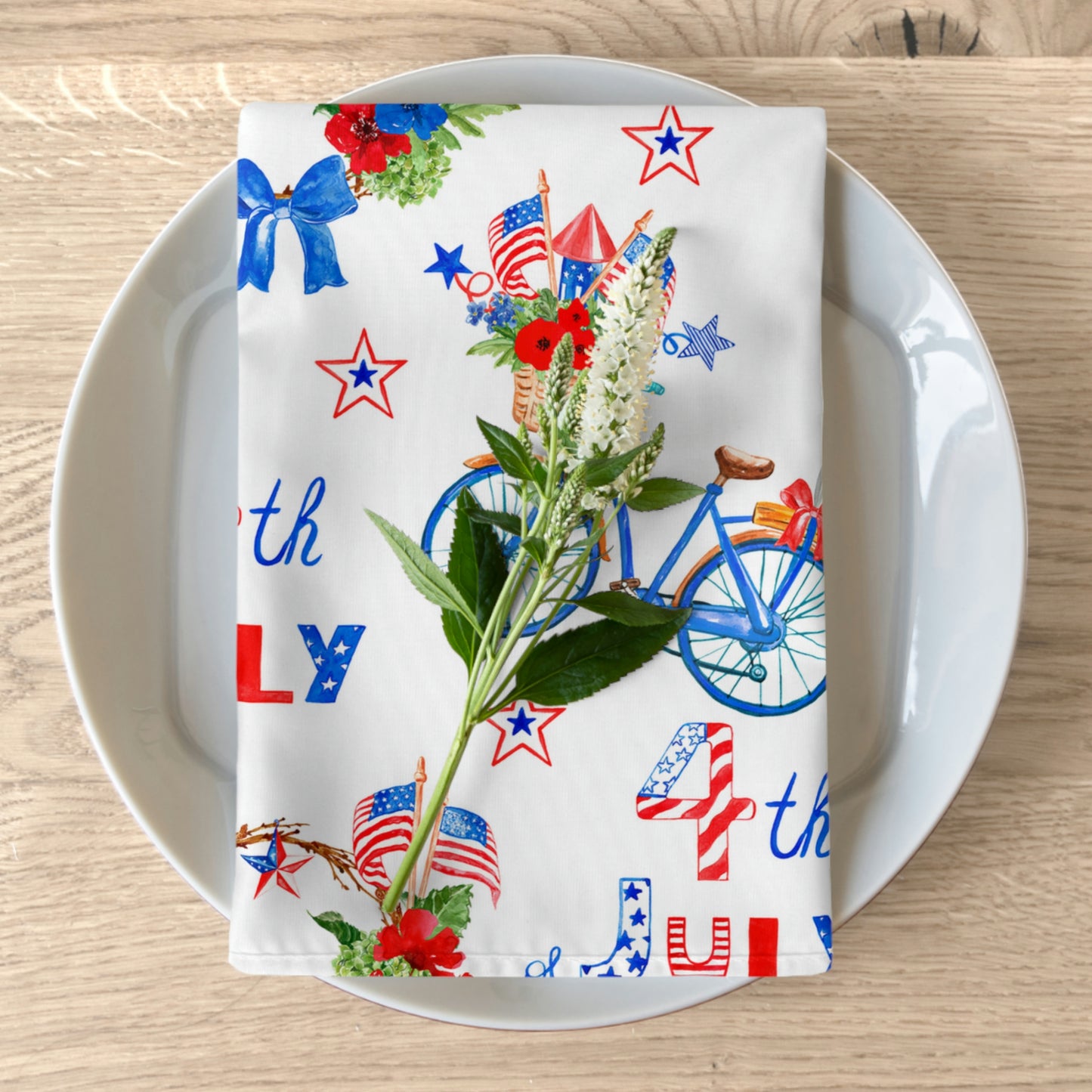 Fourth of July Balloons and Bikes Napkins Set of Four