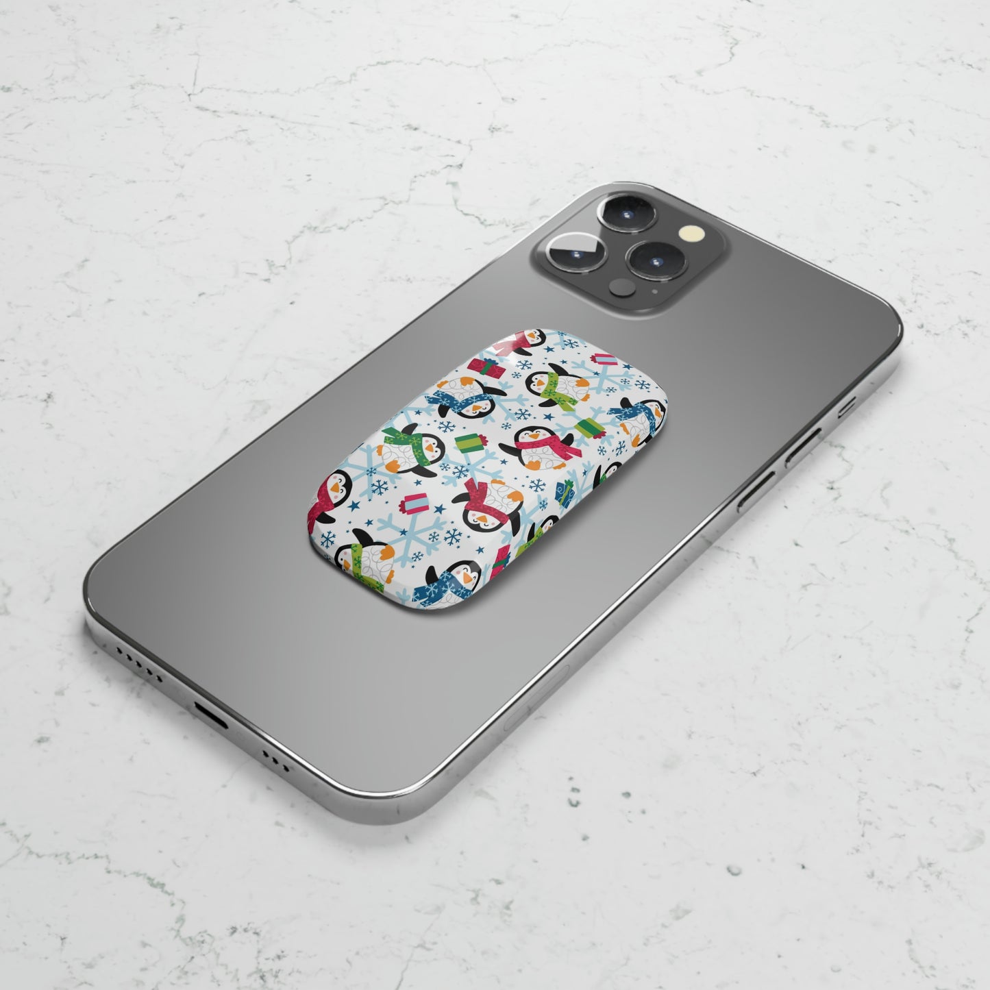 Penguins and Snowflakes Phone Click-On Grip