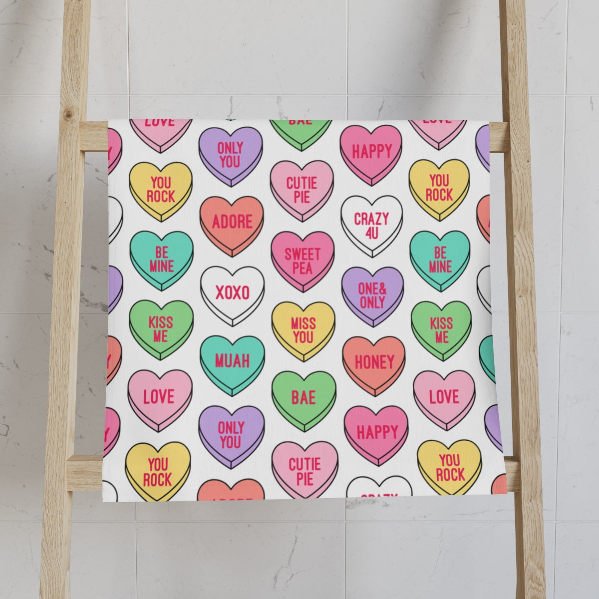 Candy Conversation Hearts Hand Towel