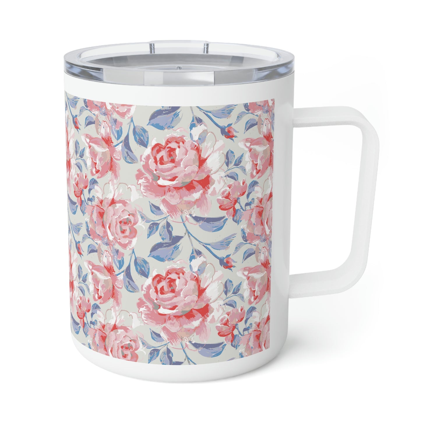 Pink Roses Insulated Coffee Mug, 10oz