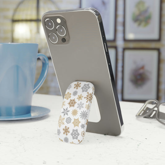 Christmas Gold and Silver Snowflakes Phone Click-On Grip