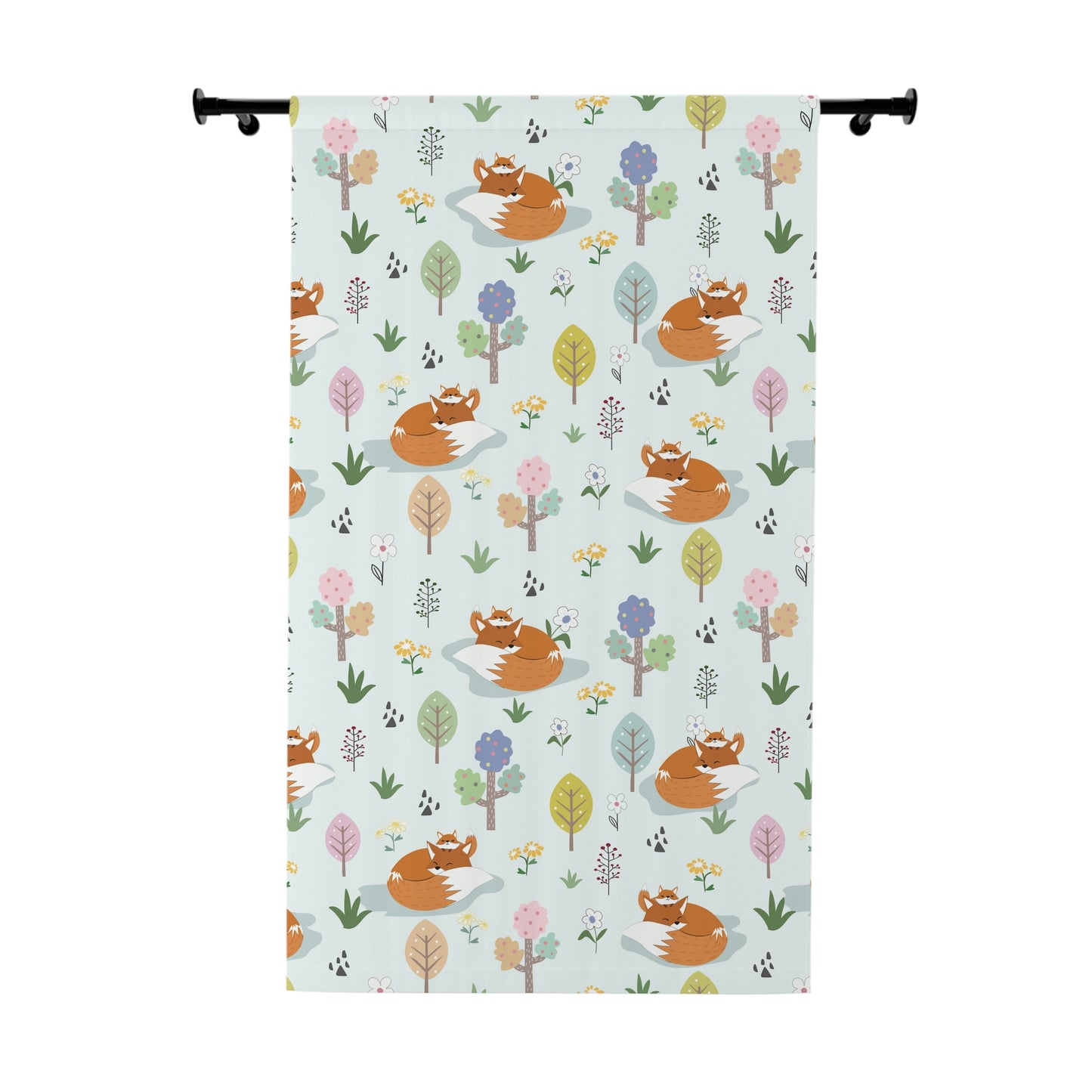 Mom and Baby Fox Blackout Window Curtain (1 Piece)