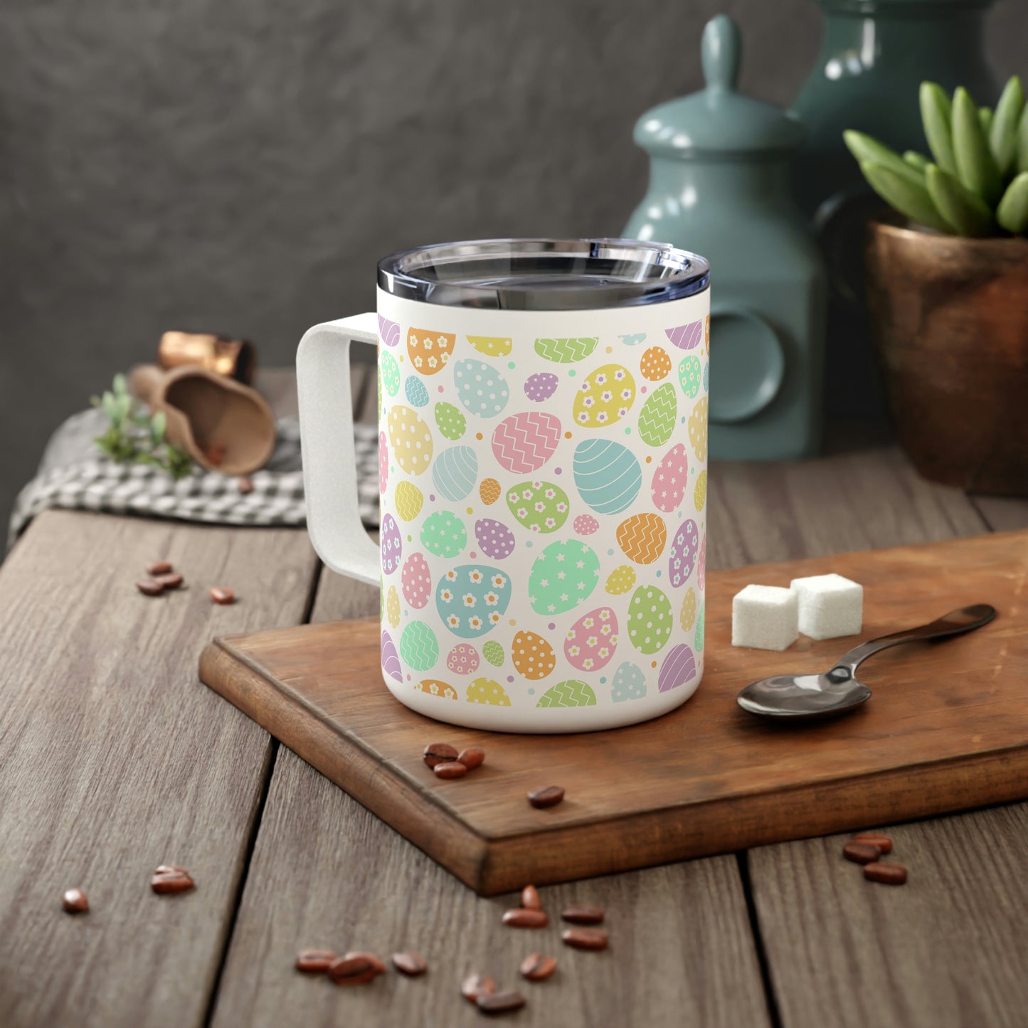 Colorful Easter Eggs Insulated Coffee Mug, 10oz