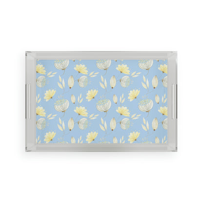 Yellow Flowers Acrylic Serving Tray