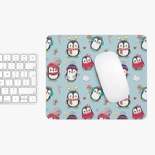 Penguins in Winter Clothes Mouse Pad