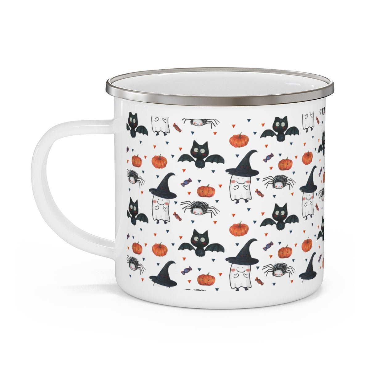 Bats and Pumpkins Stainless Steel Camping Mug - Puffin Lime