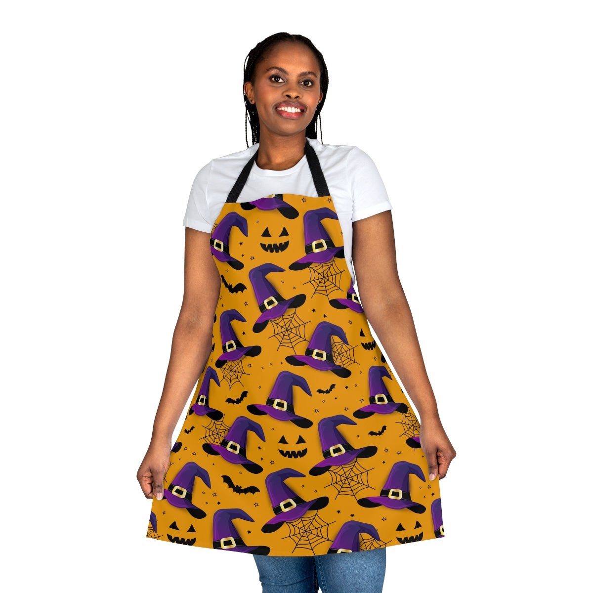 Bats and Witch Hats Apron - Puffin Lime
