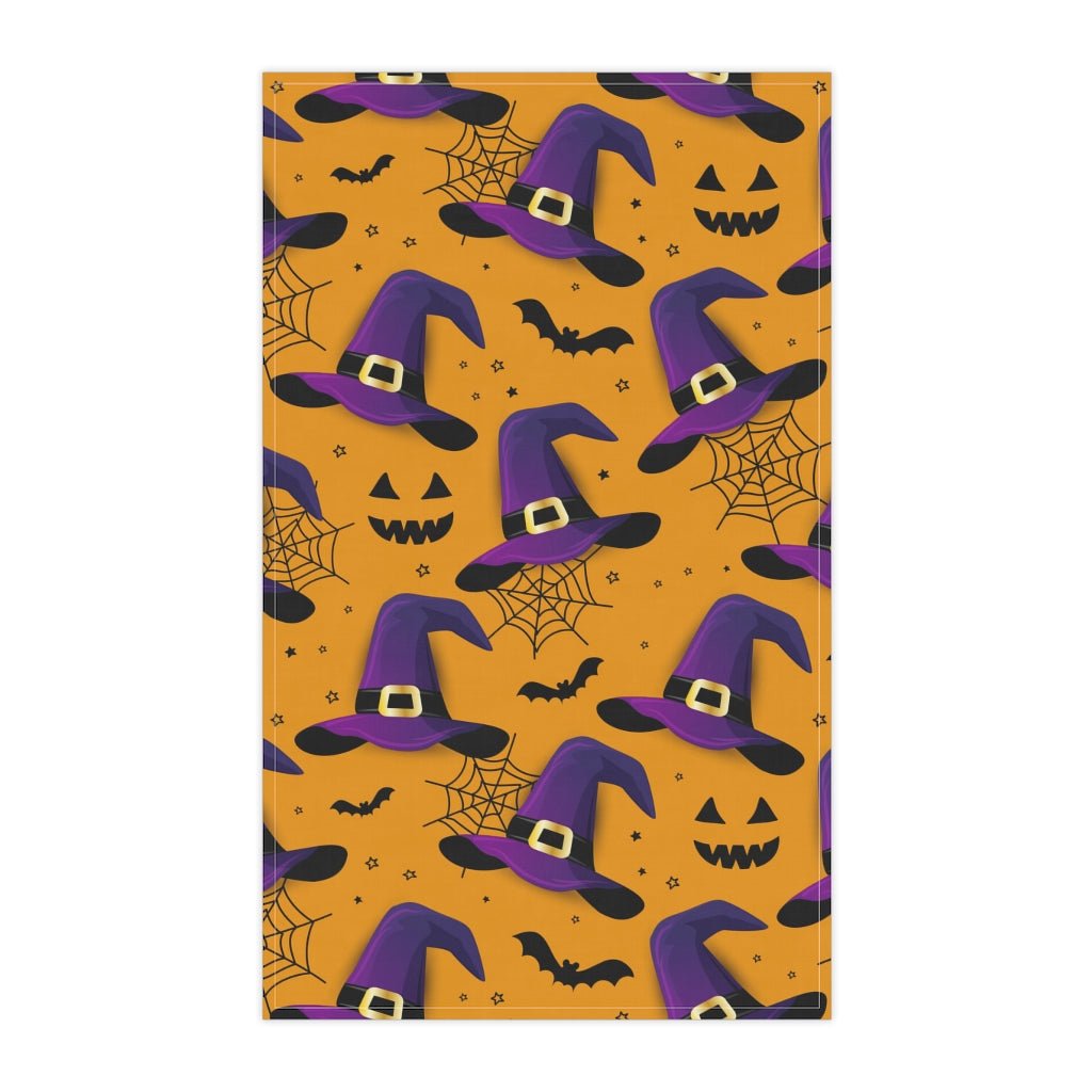 Bats and Witch Hats Kitchen Towel - Puffin Lime