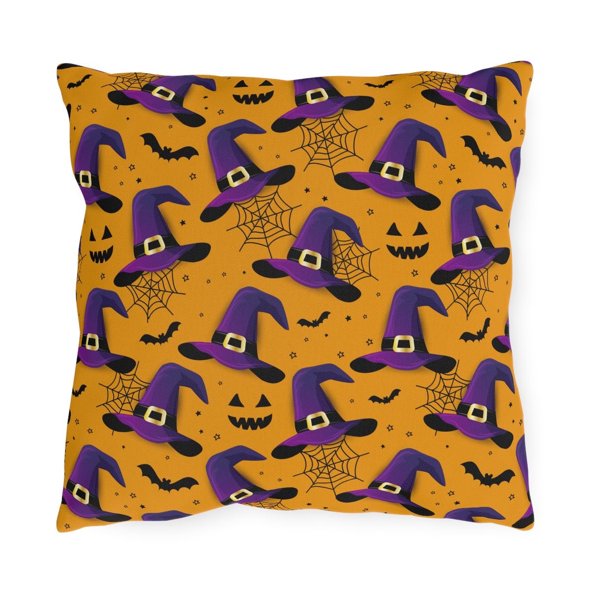 Bats and Witch Hats Outdoor Pillow - Puffin Lime