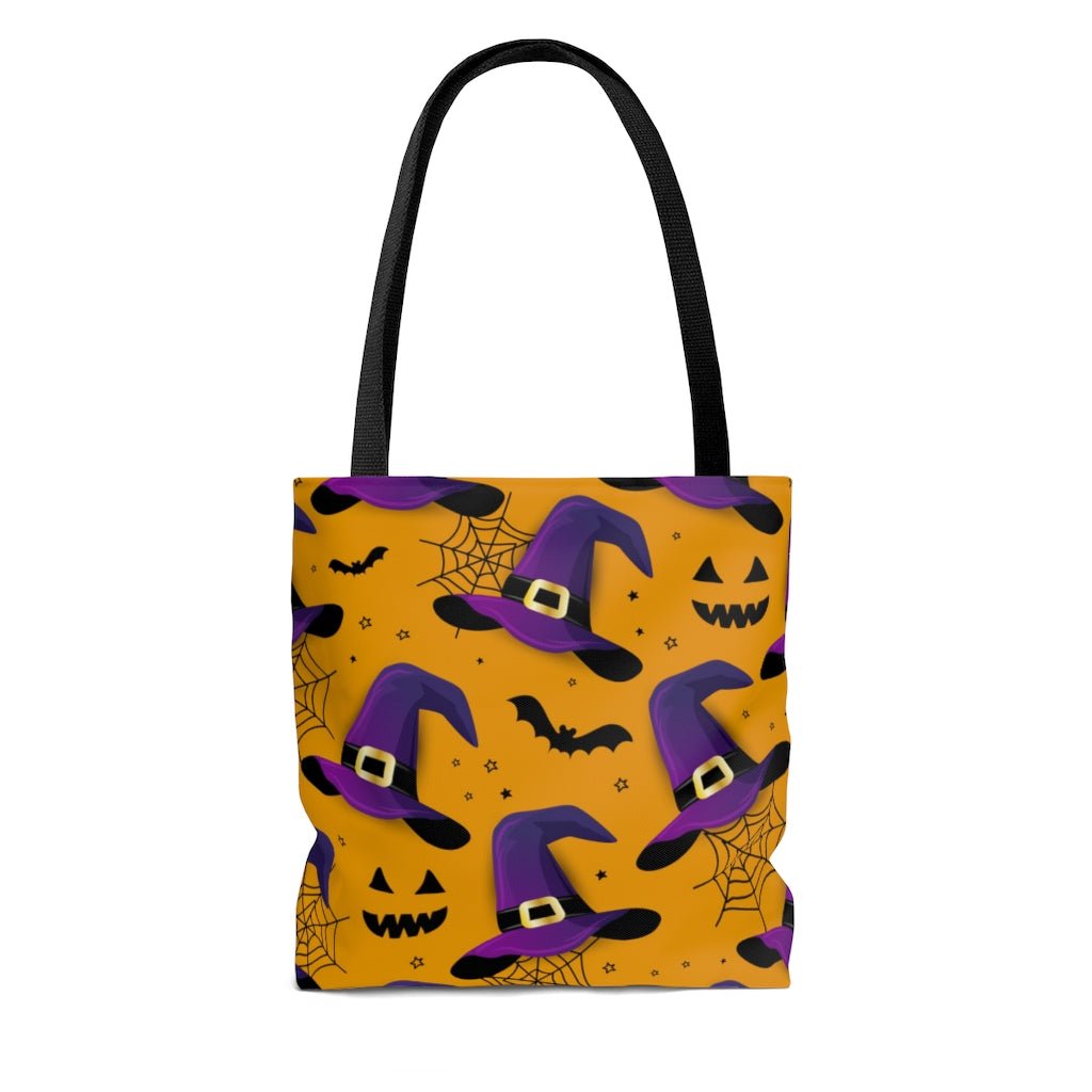 Bats and Witch Hats Tote Bag - Puffin Lime