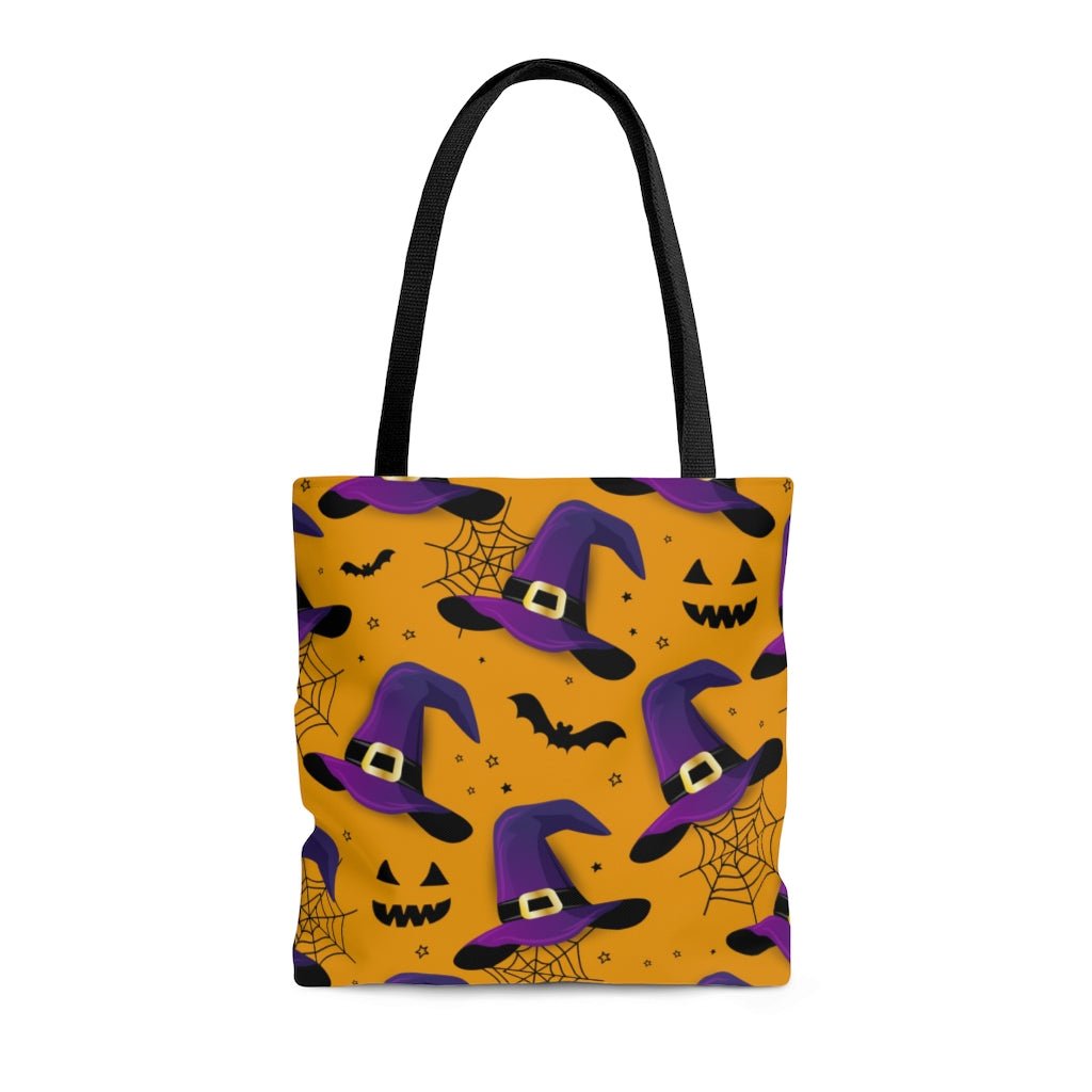 Bats and Witch Hats Tote Bag - Puffin Lime