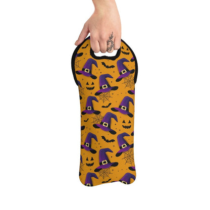 Bats and Witch Hats Wine Tote Bag - Puffin Lime