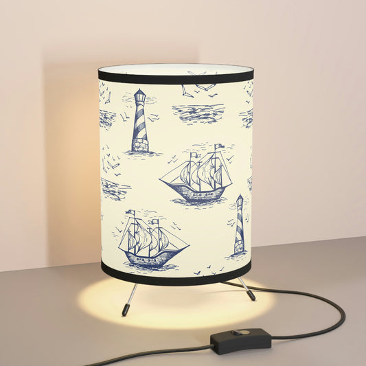 Vintage Ships Tripod Lamp with High-Res Printed Shade, US\CA plug