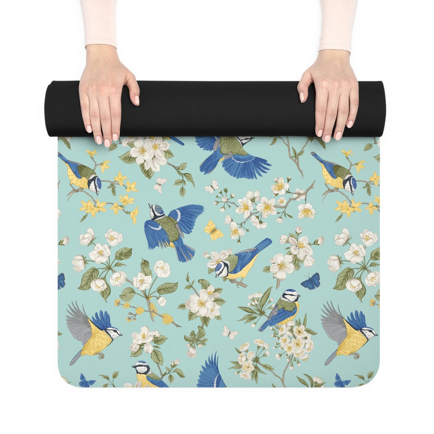 Chinoiserie Birds and Flowers Rubber Yoga Mat