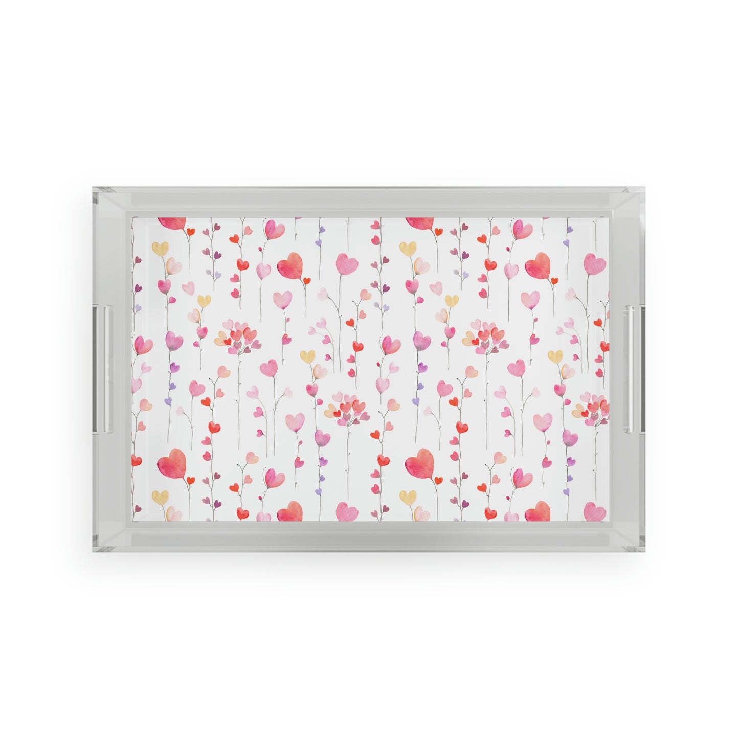 Heart Flowers Acrylic Serving Tray