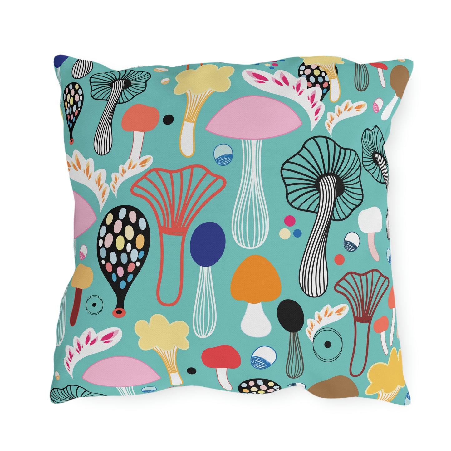 Colorful Mushrooms Outdoor Pillow