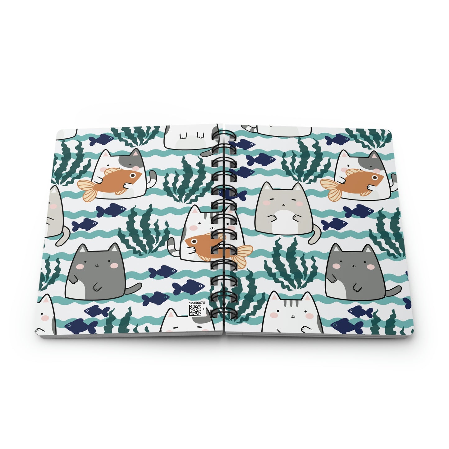 Kawaii Cats and Fishes Spiral Bound Journal
