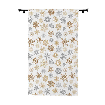 Gold and Silver Snowflakes Window Curtains (1 Piece)