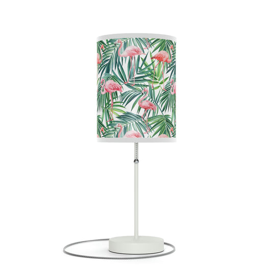 Pink Flamingos and Palm Leaves Table Lamp