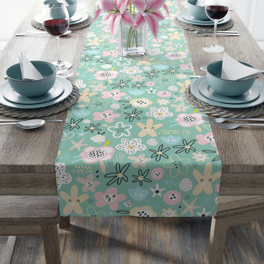 Abstract Flowers Table Runner (Cotton, Poly)